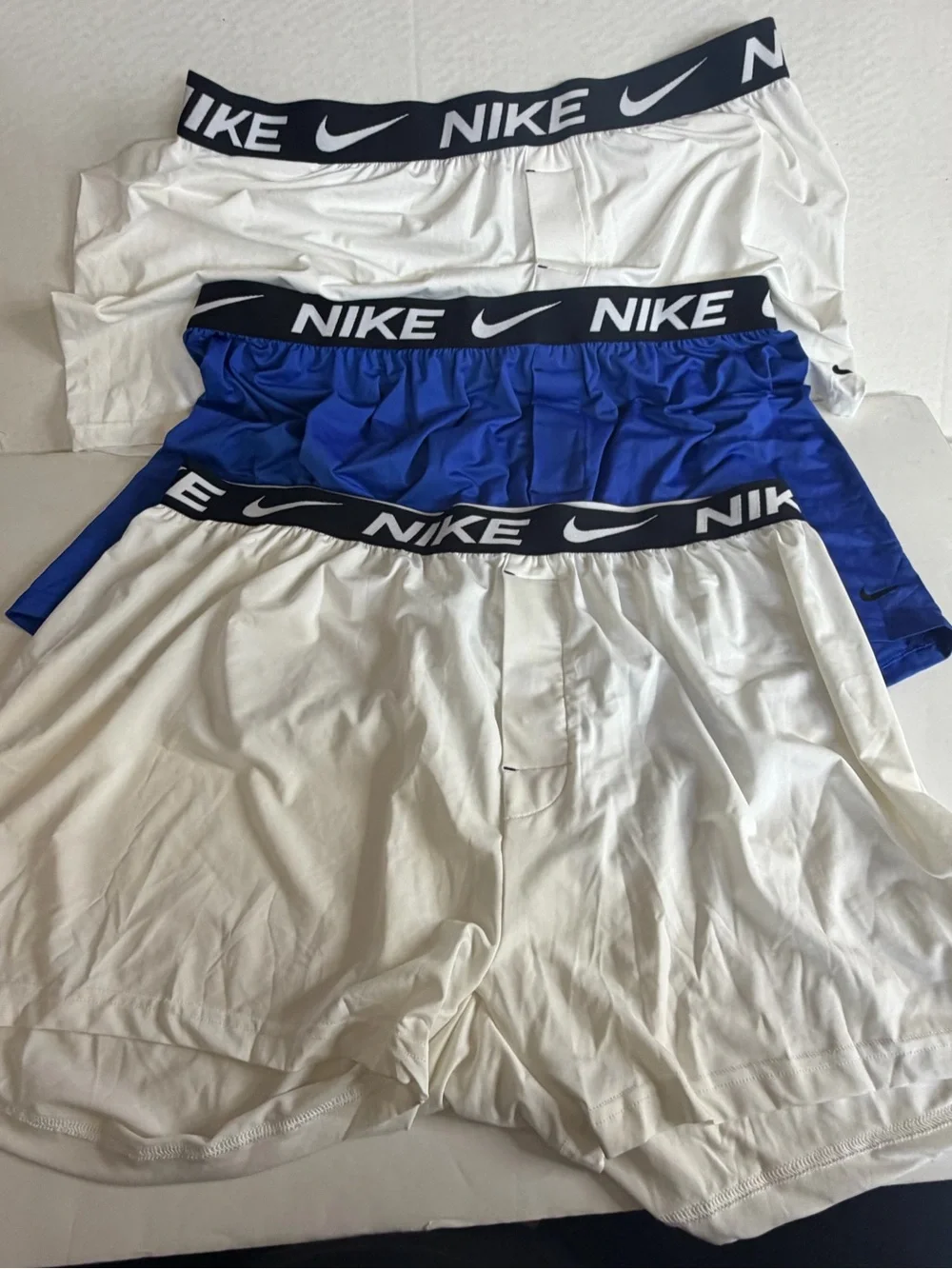 NWOT Lot 3 Nike Men's Stretch Boxer Briefs size 2XL  White & Blue